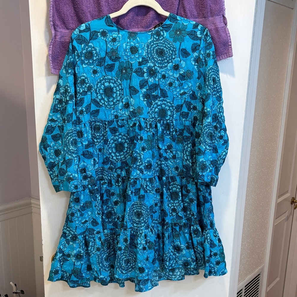 NWT Zara Blue Floral Dress